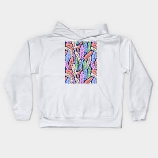 Tropical colorful leaves botanical pattern in blue Kids Hoodie